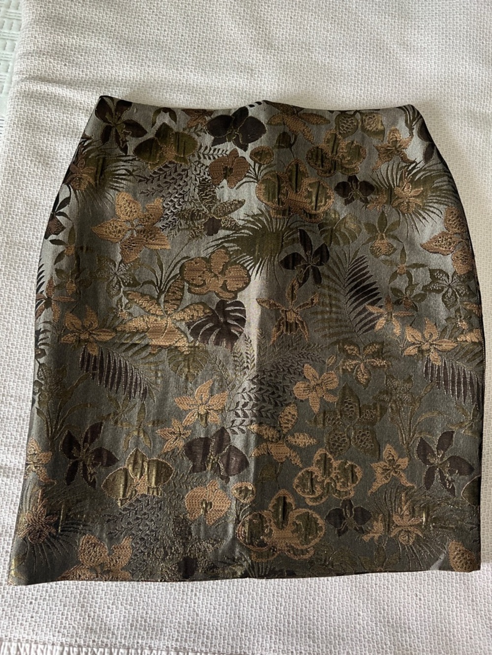 Custom tailor made Metallic Floral Jacquard Pencil Skirt